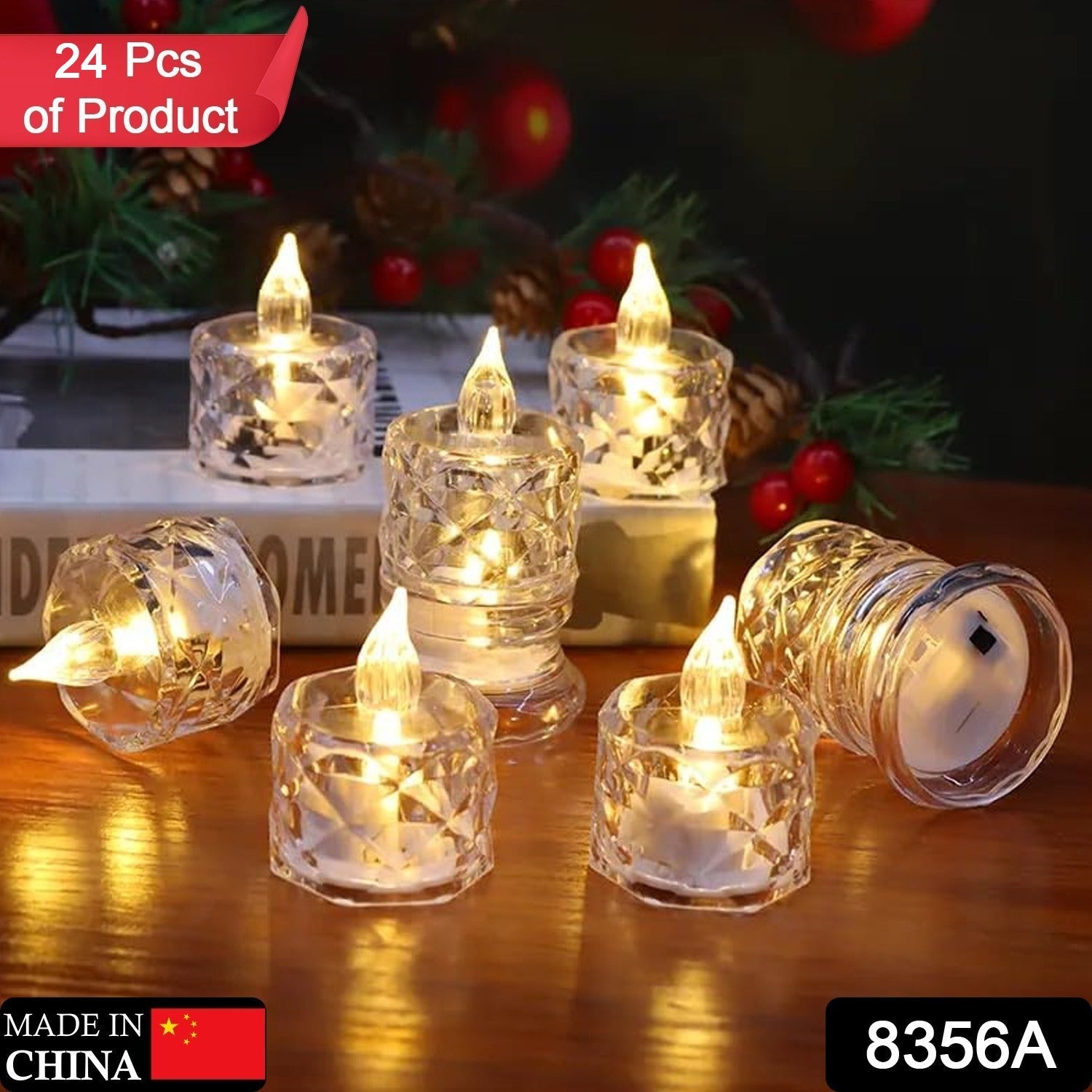 24 Pcs Flameless and Smokeless Decorative Acrylic Candles Transparent Led Tea Light Candle for Gifting, House, Diwali, Christmas, Festival, Events Decor Candles, Diwali 24 Pcs Flameless and Smokeless Decorative Acrylic Candles Transparent Led Tea Light Candle for Gifting, House, Diwali, Christmas, Festival, Events Decor Candles, Diwali